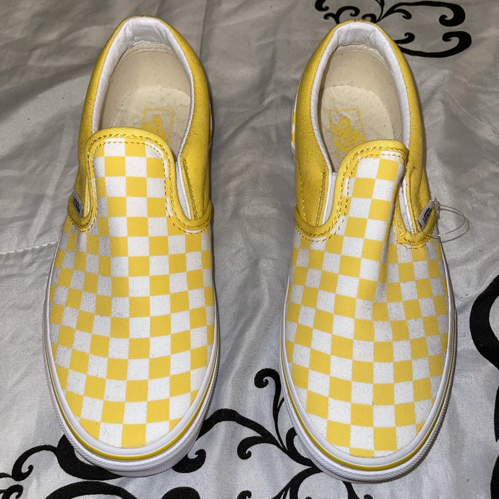 Yellow Checker print Vans